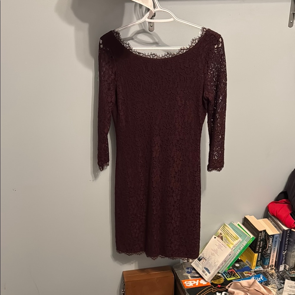 Elegant Lace Dress in Deep Burgundy